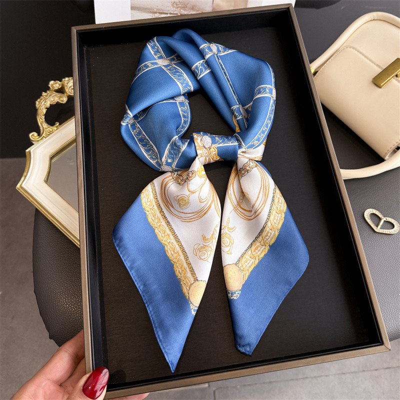 Синий классический шелковый пл – обзор и цена Scarf Silk Square